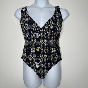 Agua bendita Target One Piece Swimsuit 2XL Navy Blue Floral Boho